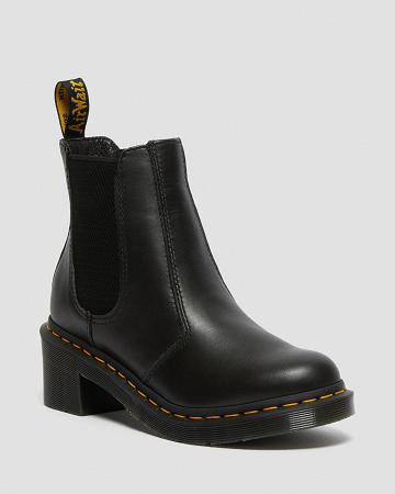 Dr Martens Cadence Læder Hæl Ankelstøvler Dame Sort | DK 46LIS